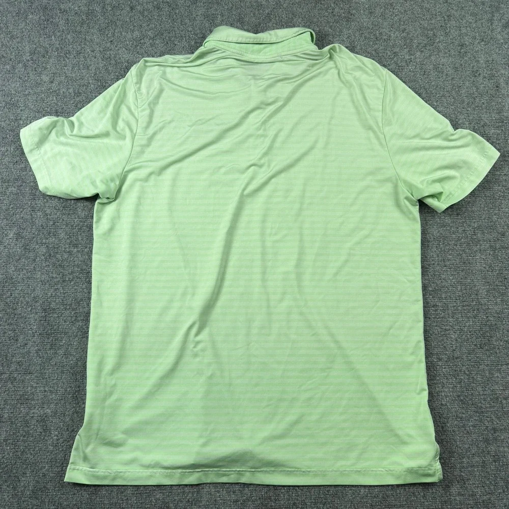 Adidas Polo Shirt Mens XL Green Striped Torrey Pines Golf Performance Short